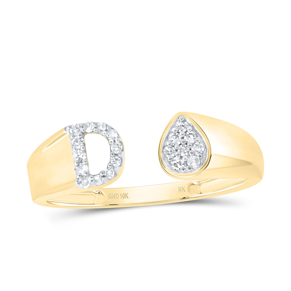 1/10Ctw-Nat Dia Nk Gift Initial "D" Pear Ladies Ring (1.64 grams)