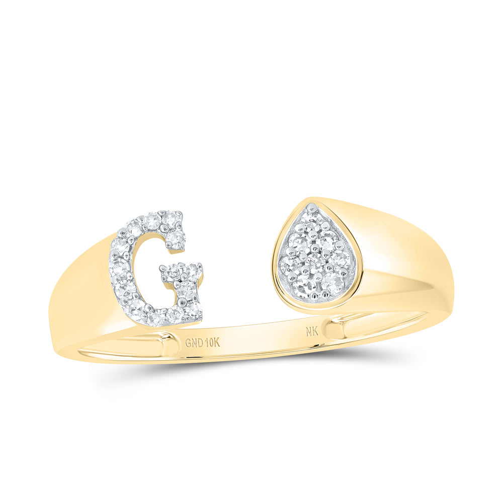 1/10Ctw-Nat Dia Nk Gift Initial "G" Pear Ladies Ring (1.66 grams)