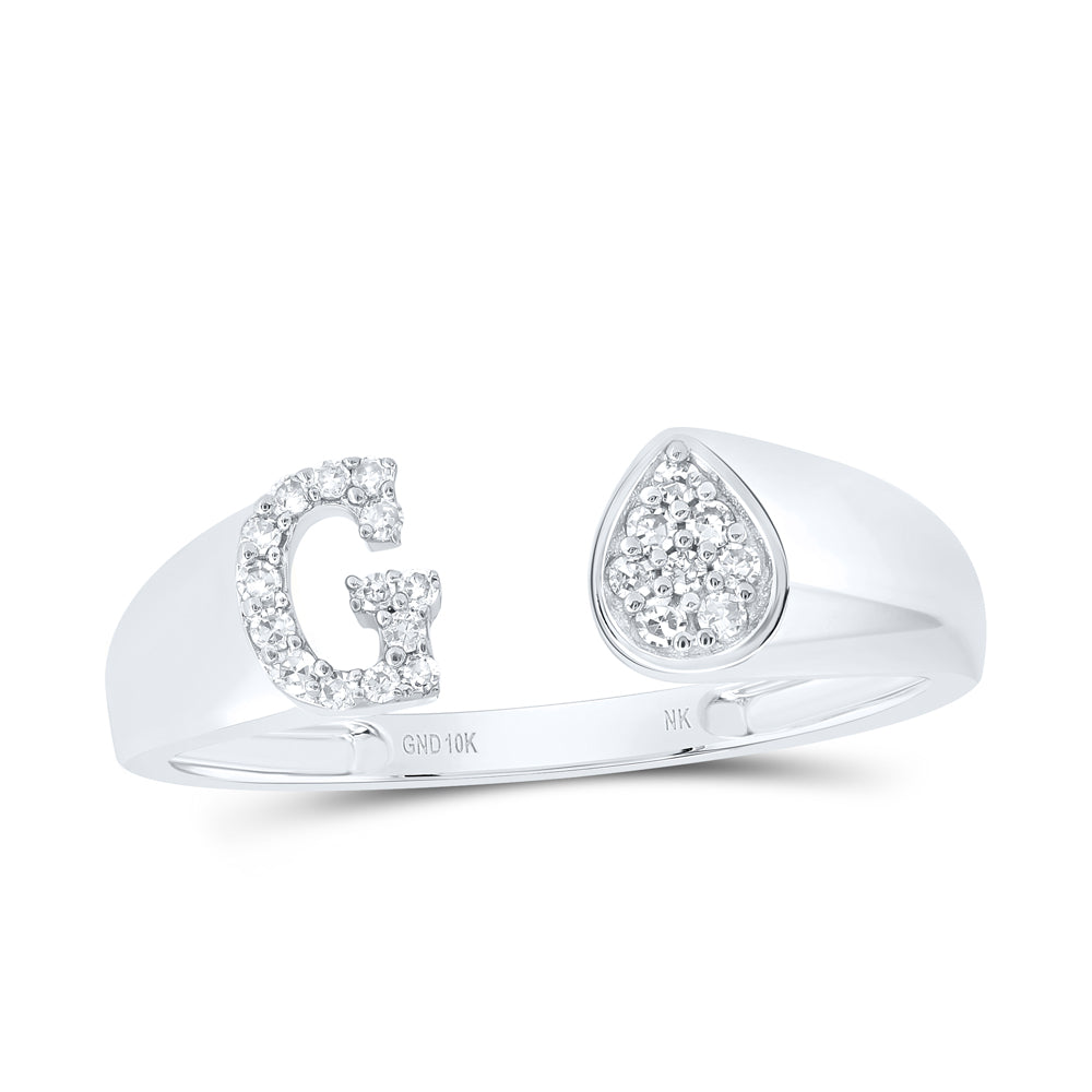 1/10Ctw-Nat Dia Nk Gift Initial "G" Pear Ladies Ring (1.87 grams)