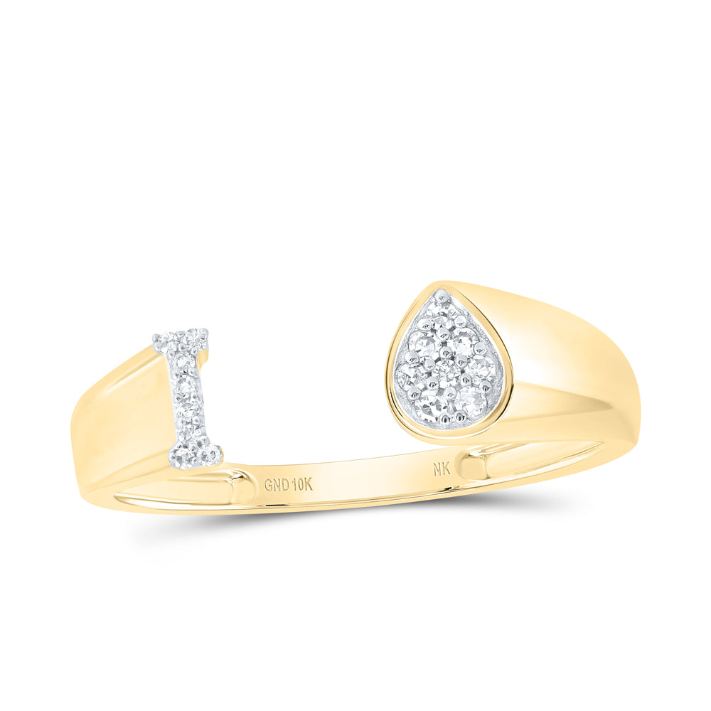 1/12Ctw-Nat Dia Nk Gift Initial "I" Pear Ladies Ring (1.63 grams)
