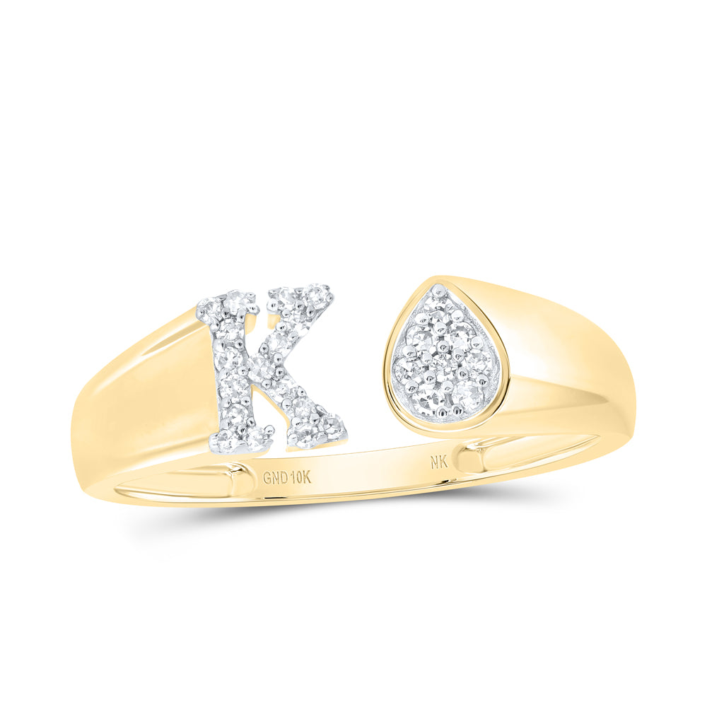 1/8Ctw-Nat Dia Nk Gift Initial "K" Pear Ladies Ring (1.64 grams)