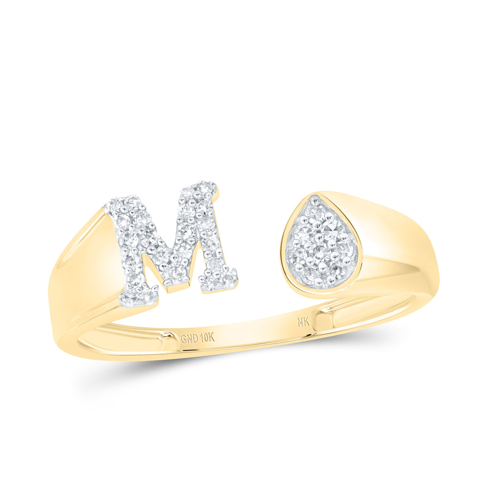 1/8Ctw-Nat Dia Nk Gift Initial "M" Pear Ladies Ring (1.53 grams)