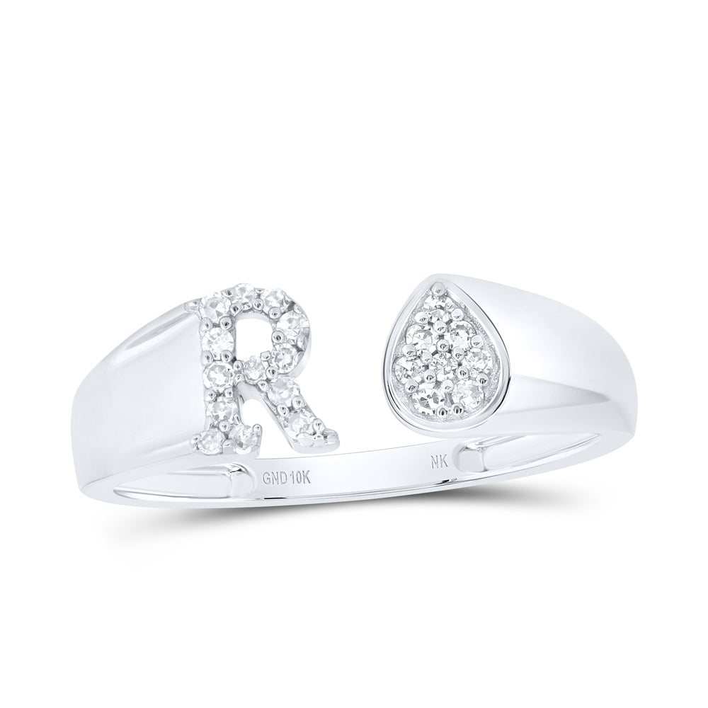 1/10Ctw-Nat Dia Nk Gift Initial "R" Pear Ladies Ring (1.65 grams)