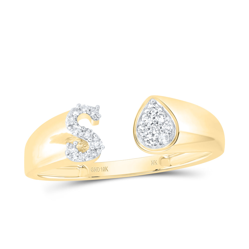 1/10Ctw-Nat Dia Nk Gift Initial "S" Pear Ladies Ring (1.66 grams)