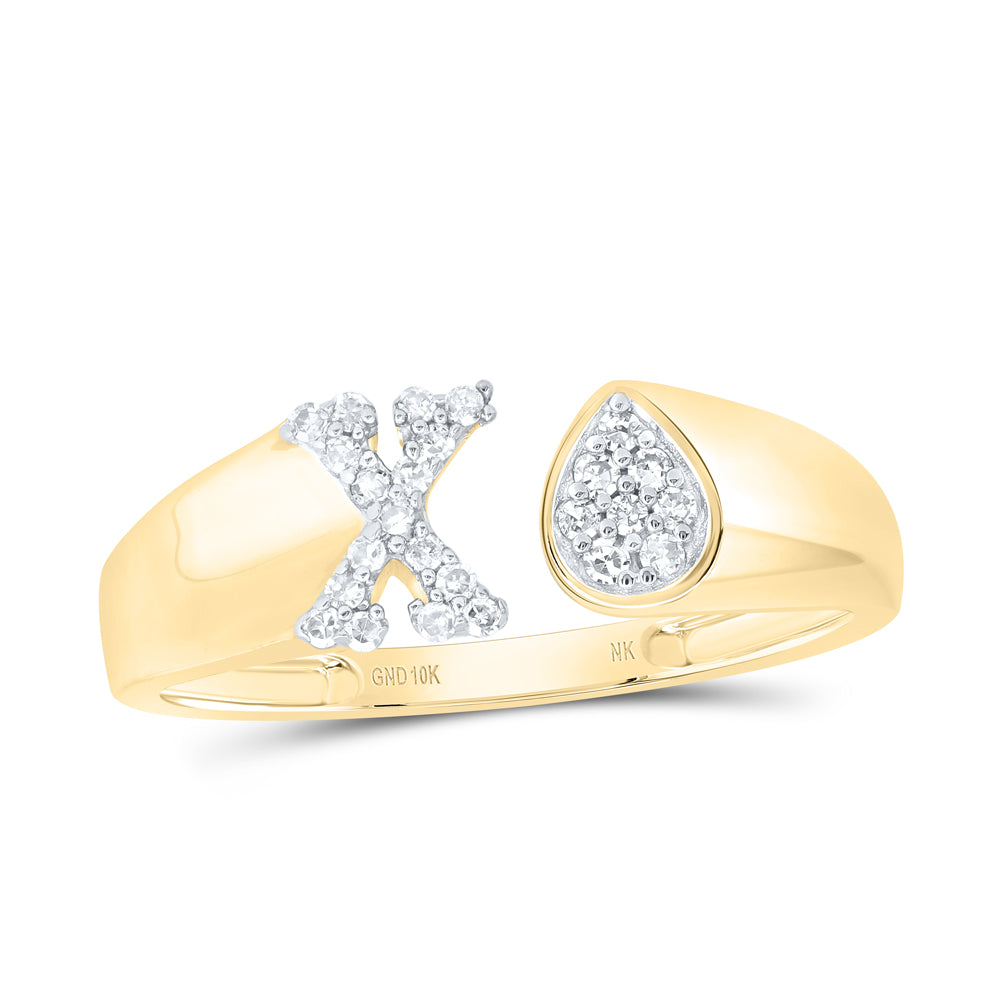 1/10Ctw-Nat Dia Nk Gift Initial "X" Pear Ladies Ring (1.55 grams)