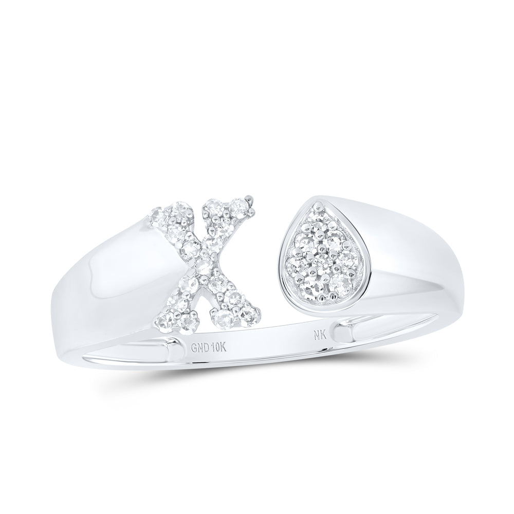 1/10Ctw-Nat Dia Nk Gift Initial "X" Pear Ladies Ring (1.55 grams)