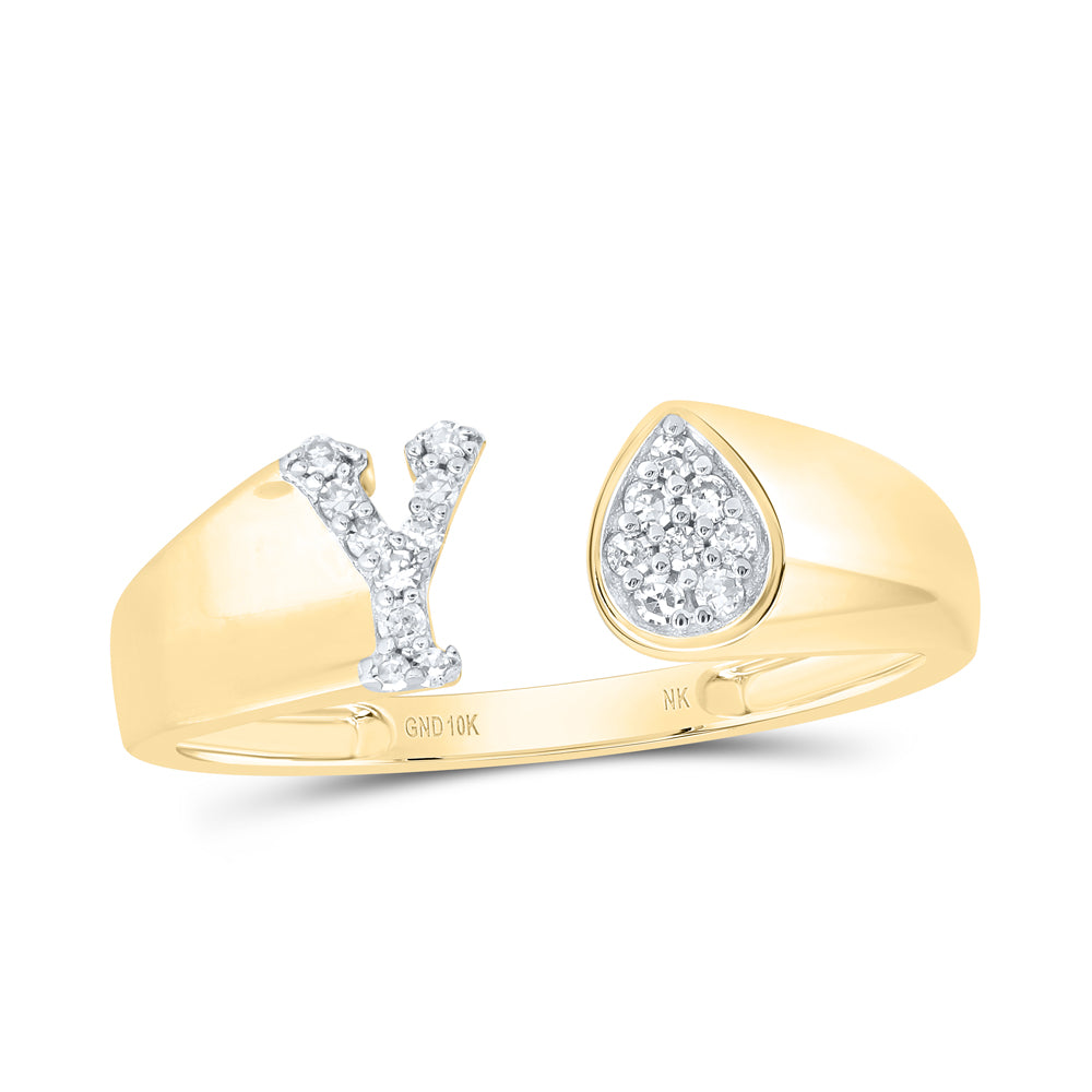 1/12Ctw-Nat Dia Nk Gift Initial "Y" Pear Ladies Ring (1.57 grams)