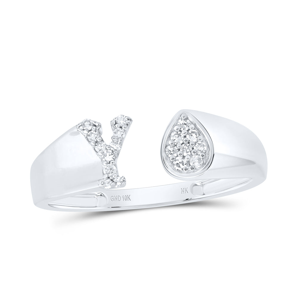 1/12Ctw-Nat Dia Nk Gift Initial "Y" Pear Ladies Ring (1.6 grams)
