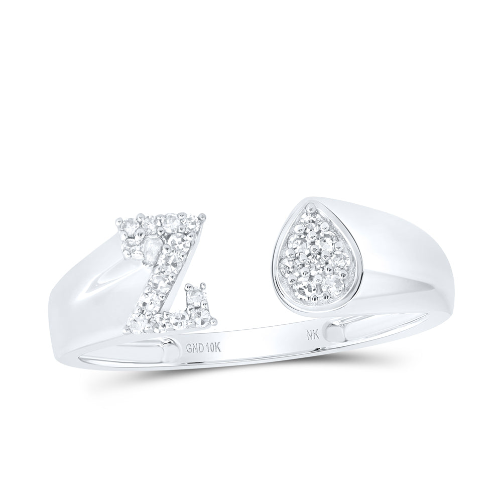 1/10Ctw-Nat Dia Nk Gift Initial "Z" Pear Ladies Ring (1.57 grams)