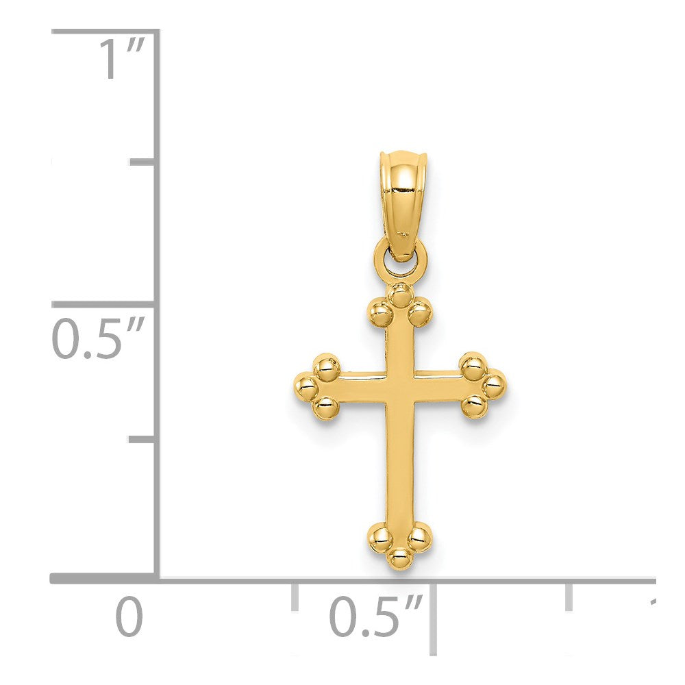 14k Yellow Gold 11 mm Budded Cross Charm (0.61 grams)