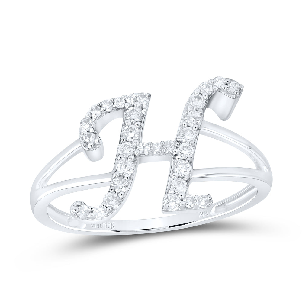 1/4Ctw-Nat Dia Nk Gift Initial "H" Ladies Ring (1.73 grams)