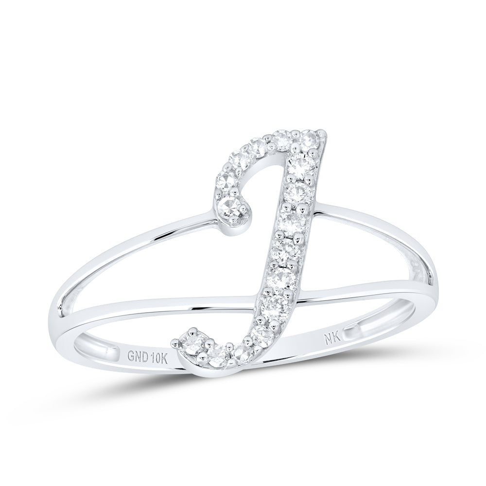 1/8Ctw-Nat Dia Nk Gift Initial "J" Ladies Ring (1.13 grams)