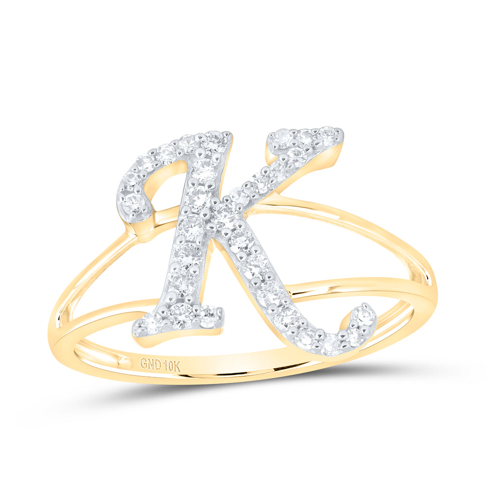 1/4Ctw-Nat Dia Nk Gift Initial "K" Ladies Ring (1.62 grams)