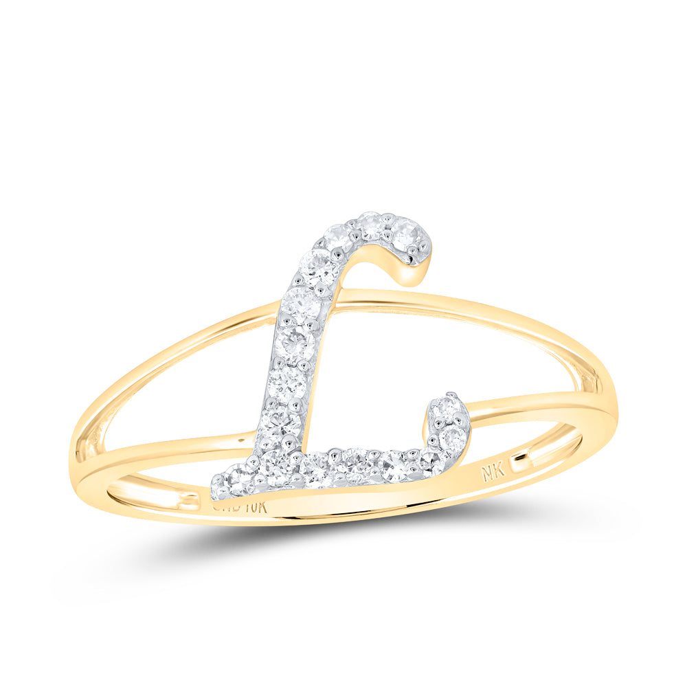 1/8Ctw-Nat Dia Nk Gift Initial "L" Ladies Ring (1.15 grams)