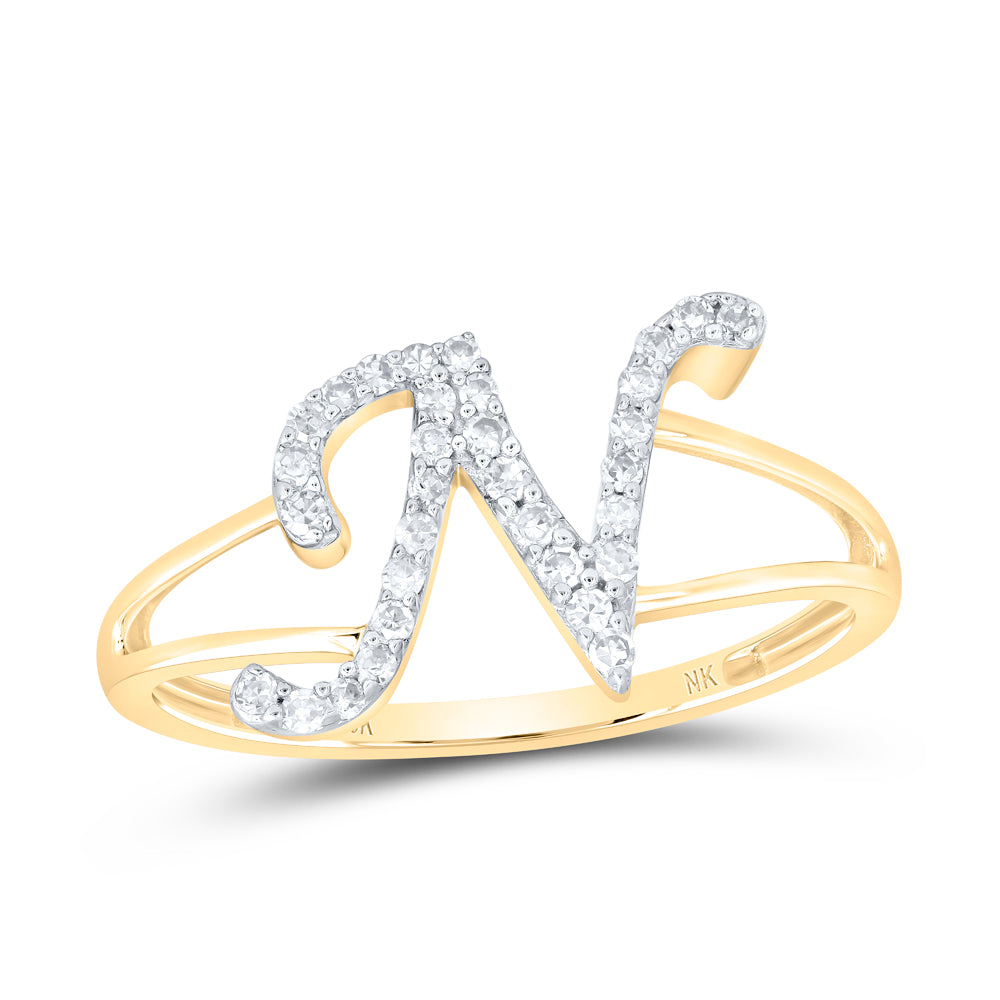 1/6Ctw-Nat Dia Nk Gift Initial "N" Ladies Ring (1.39 grams)