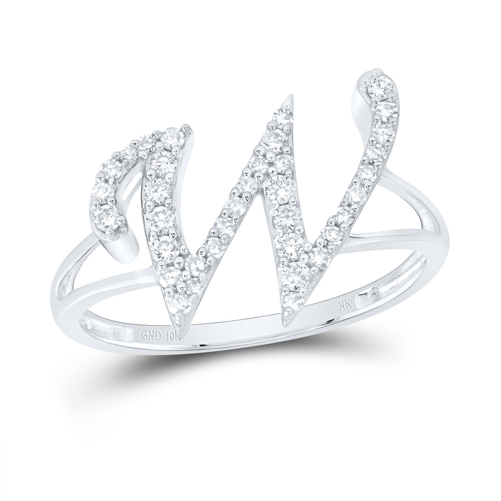 1/4Ctw-Nat Dia Nk Gift Initial "W" Ladies Ring (1.67 grams)