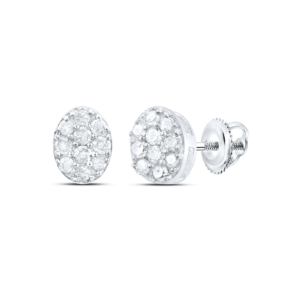 Sterling Silver 1/10Ctw-Dia P1 Gift Oval Stud Earring