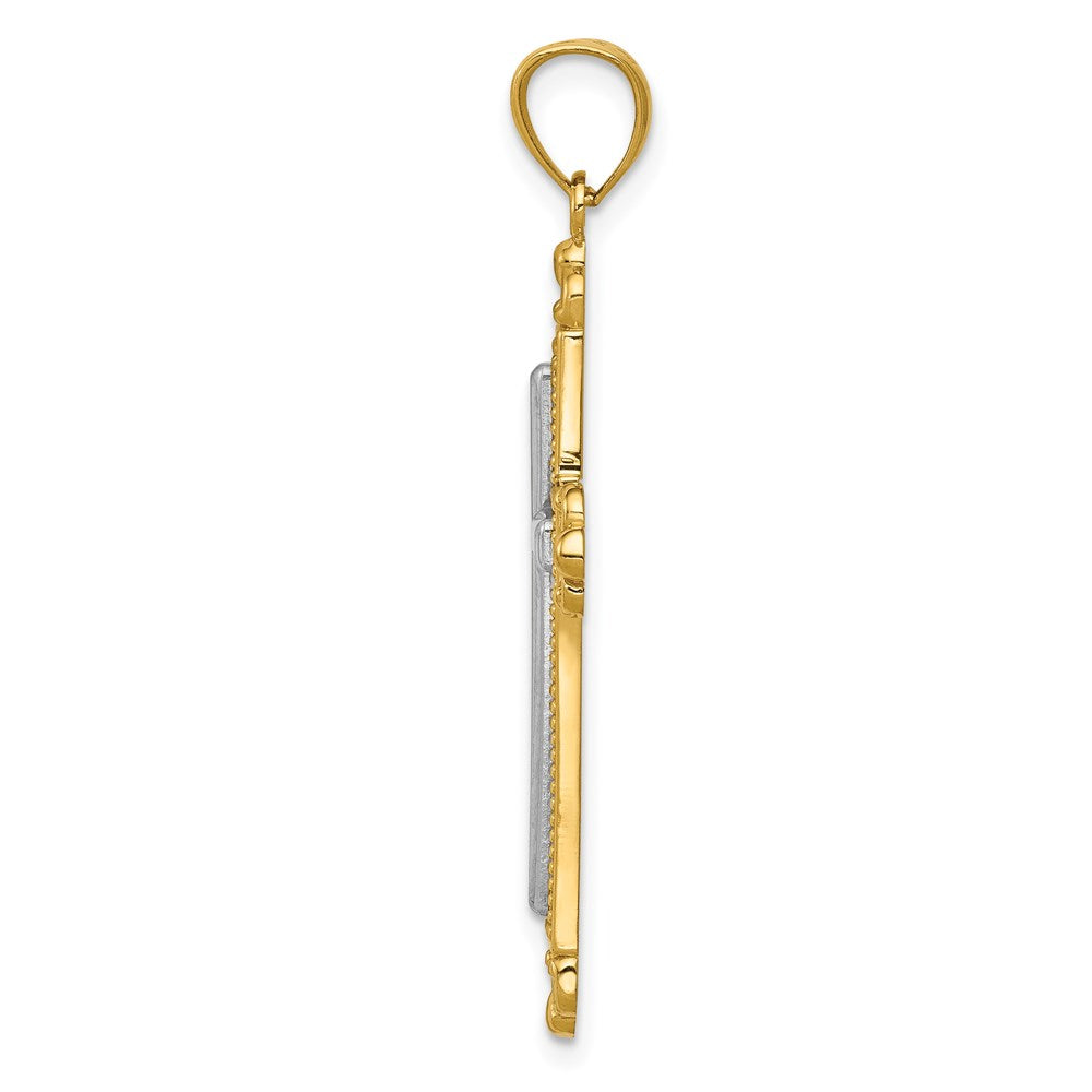 14k Two-tone 22 mm Cross Pendant (2.35 grams)