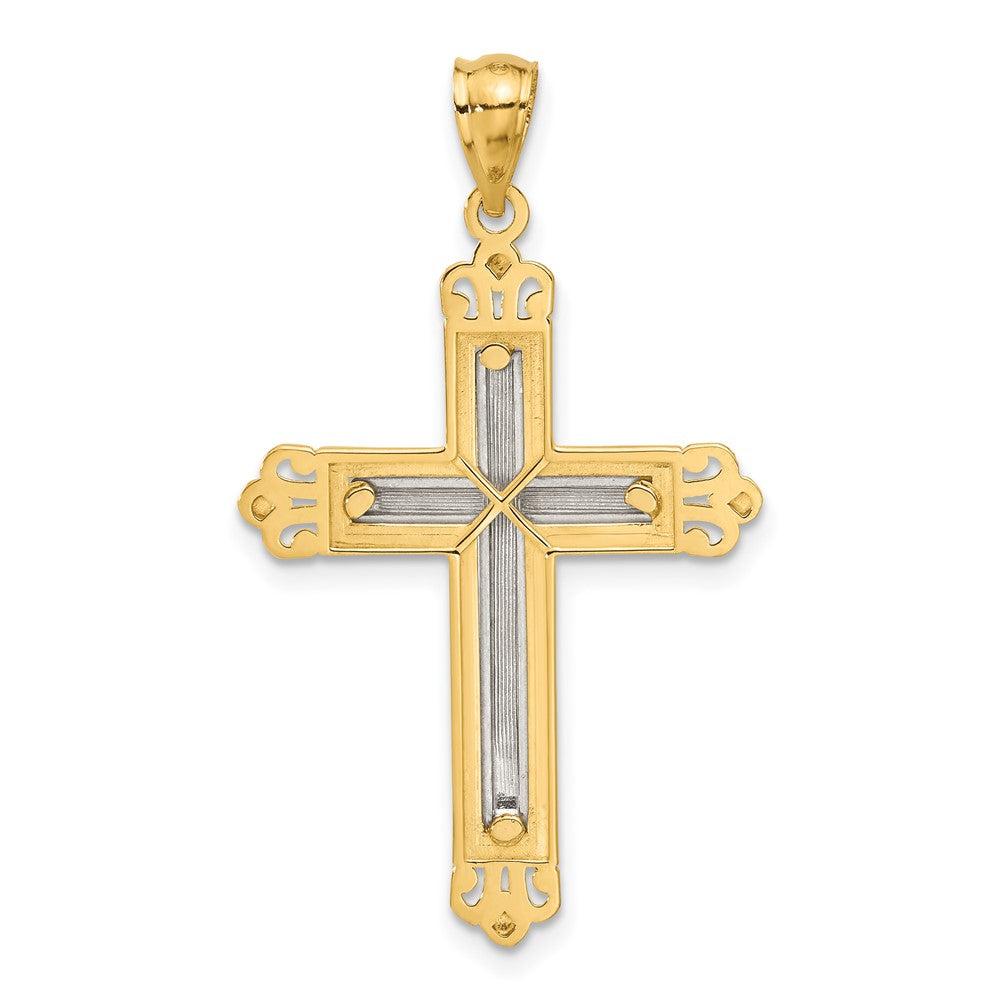 14k Two-tone 22 mm Cross Pendant (2.35 grams)