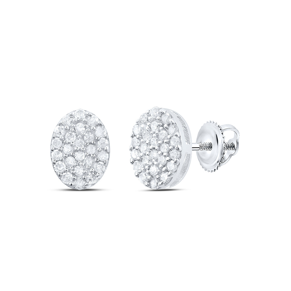 Sterling Silver 1/4Ctw-Dia P1 Gift Oval Stud Earring