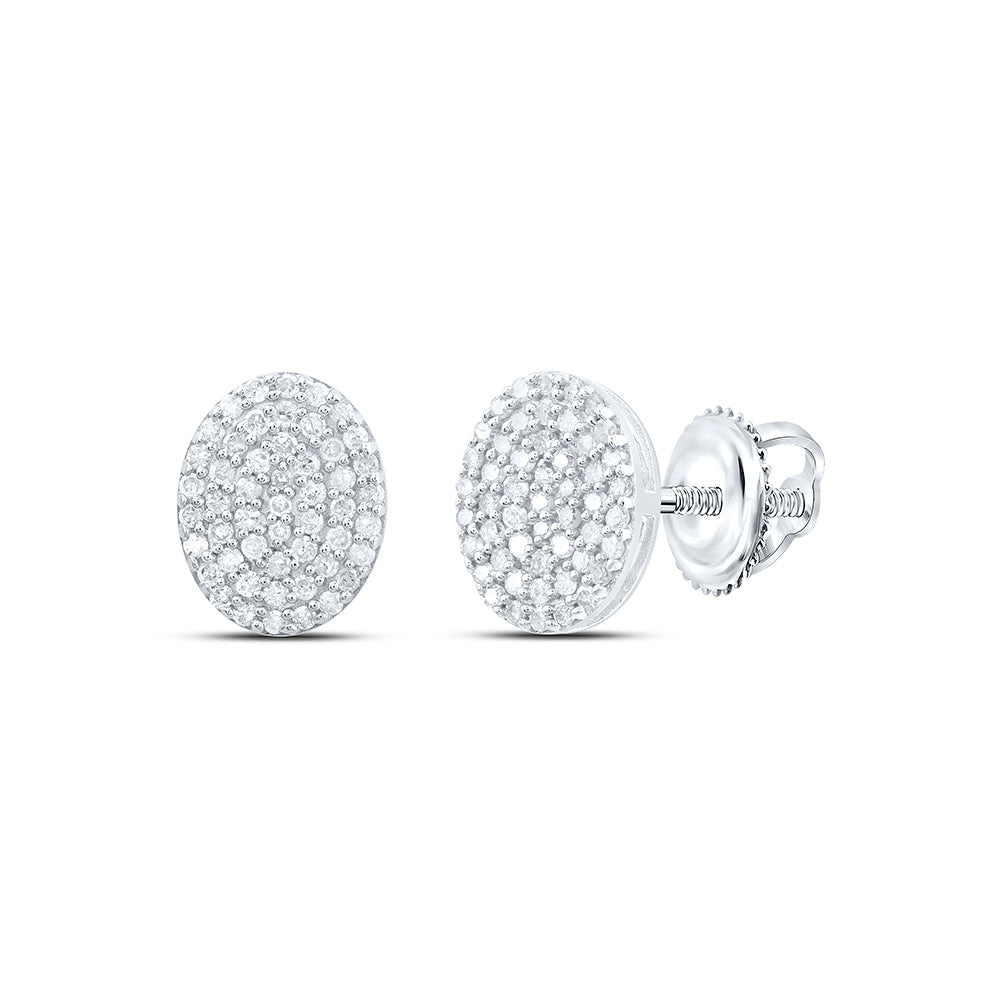Sterling Silver 3/8Ctw-Dia P1 Gift Oval Stud Earring