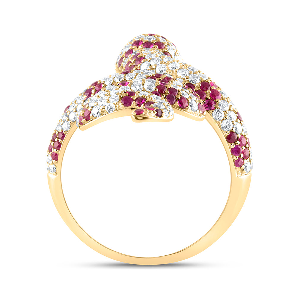1 1/3Ctw-Nat Dia Ana M 1Ctw Rd-Ruby Nat Gem Snake Ring (9.05 grams)