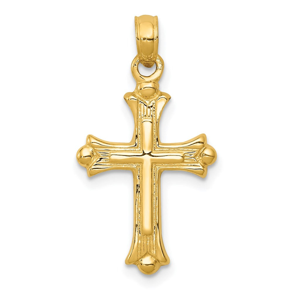 14k Yellow Gold 14 mm Budded Cross Charm (1.46 grams)