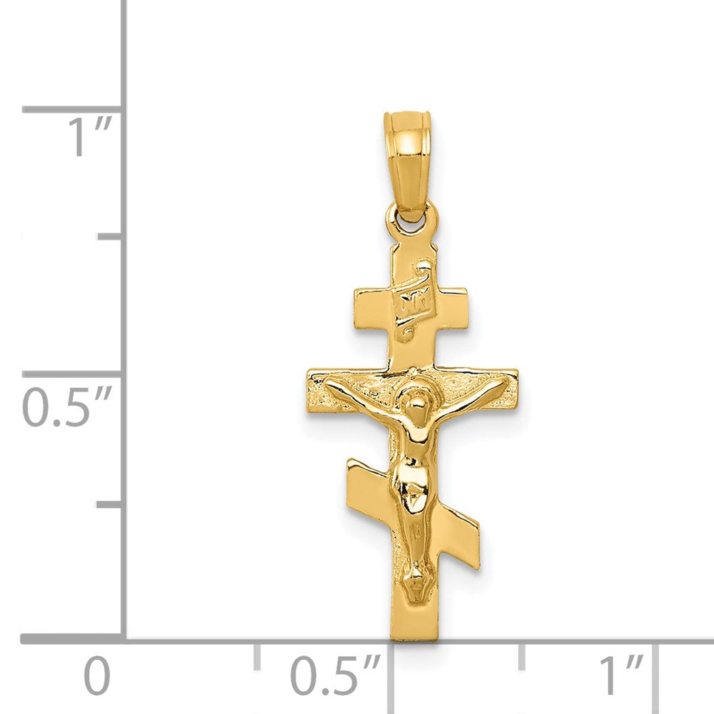 14k Yellow Gold 11 mm Eastern Orthodox Jesus Crucifix Charm (0.97 grams)