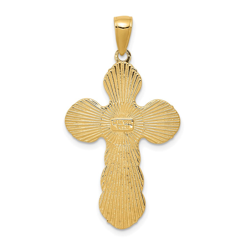 14k Yellow Gold 20 mm Satin Jesus Crucifix Pendant (2.56 grams)