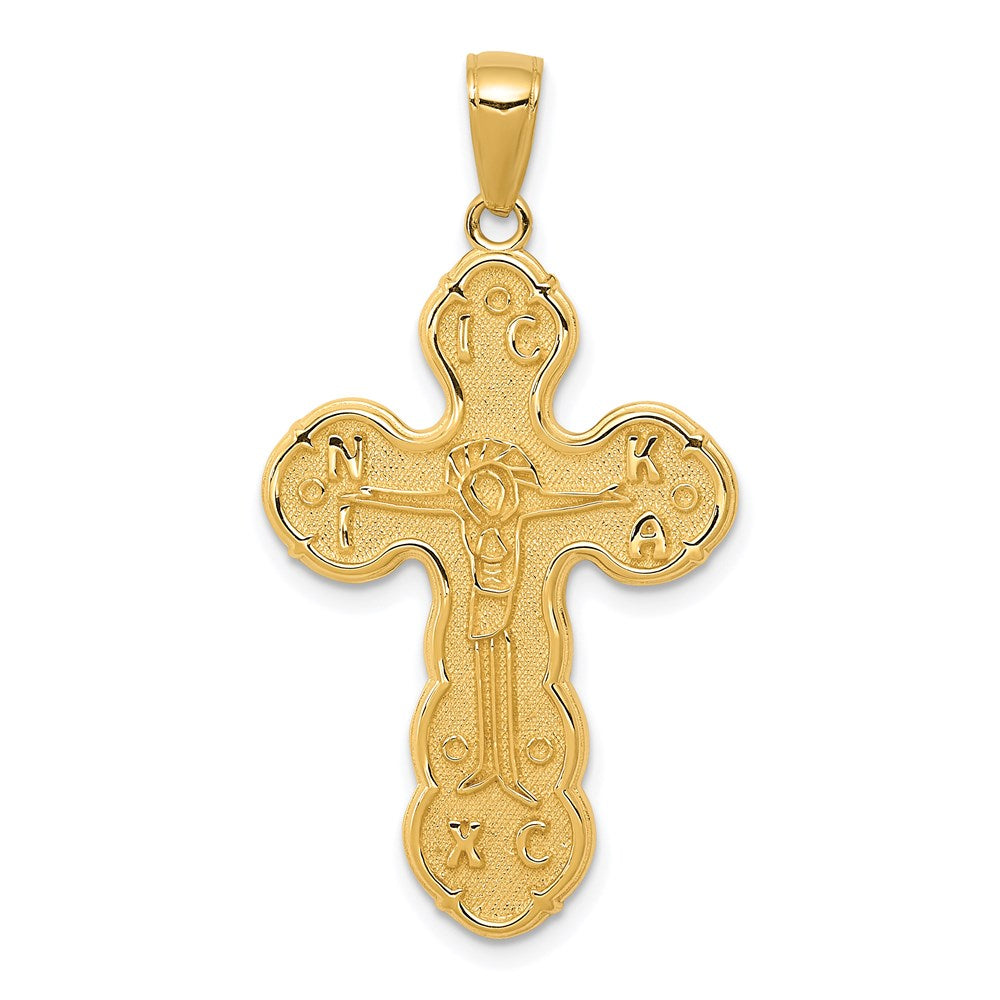 14k Yellow Gold 20 mm Satin Jesus Crucifix Pendant (2.56 grams)