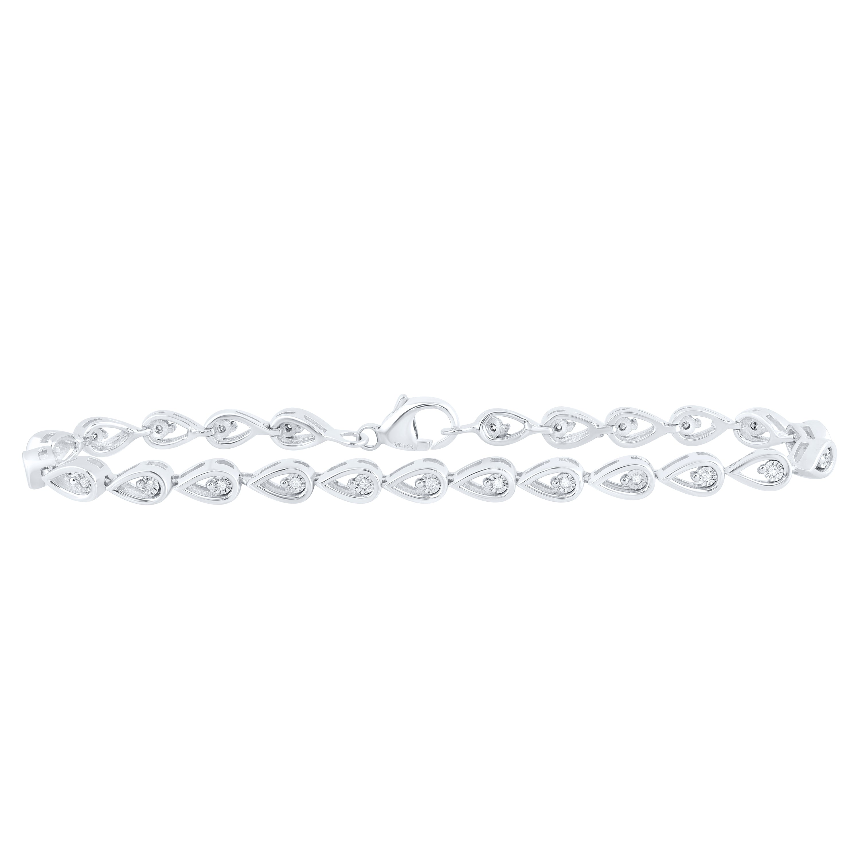 Sterling Silver 1/8Ctw-Dia P1 Gift Pear Bracelet(7 Inch)