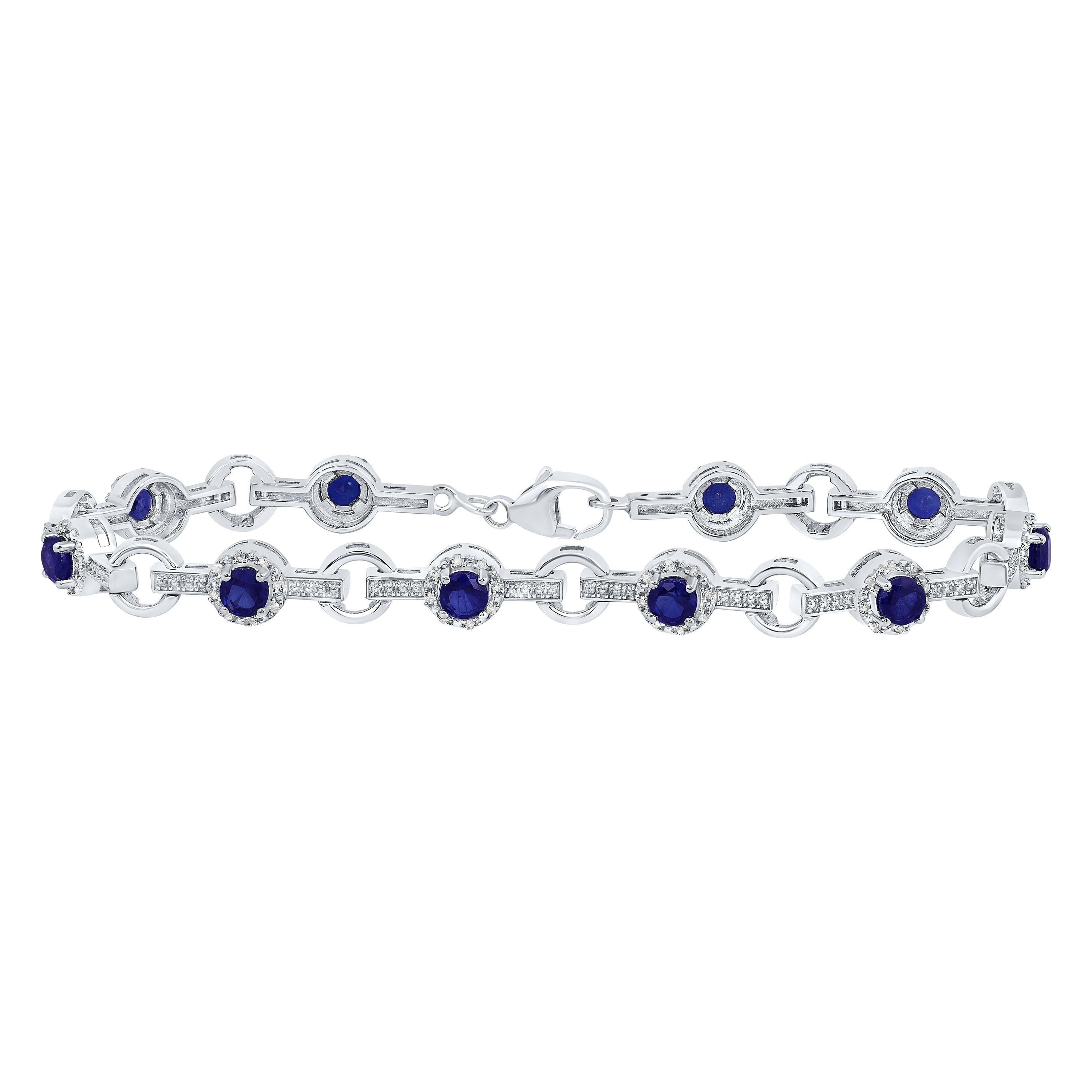 Sterling Silver 1/3Ctw-Dia P1 5 Mm Rd-Bs Synthetic Bracelet(7 Inch)