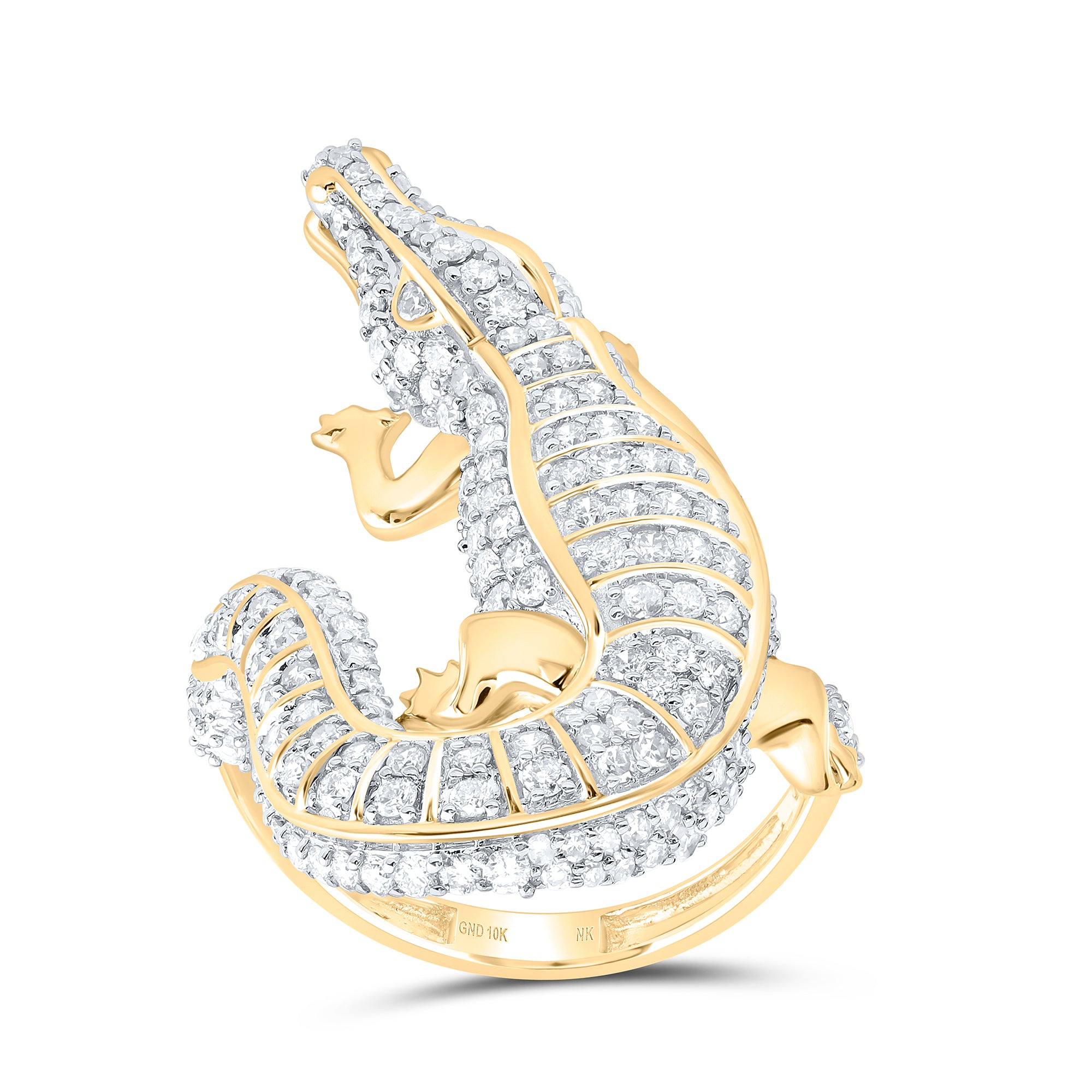 1 5/8Ctw-Nat Dia Nk Crocodile Ladies Ring (4.46 grams)