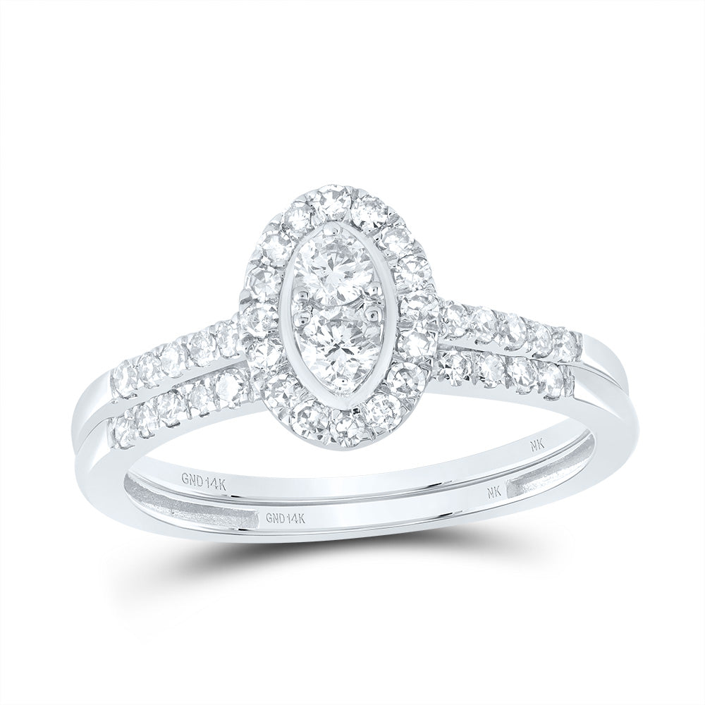 1/2Ctw-Nat Diamond Oval Single Halo Bridal Set (2.37 grams)