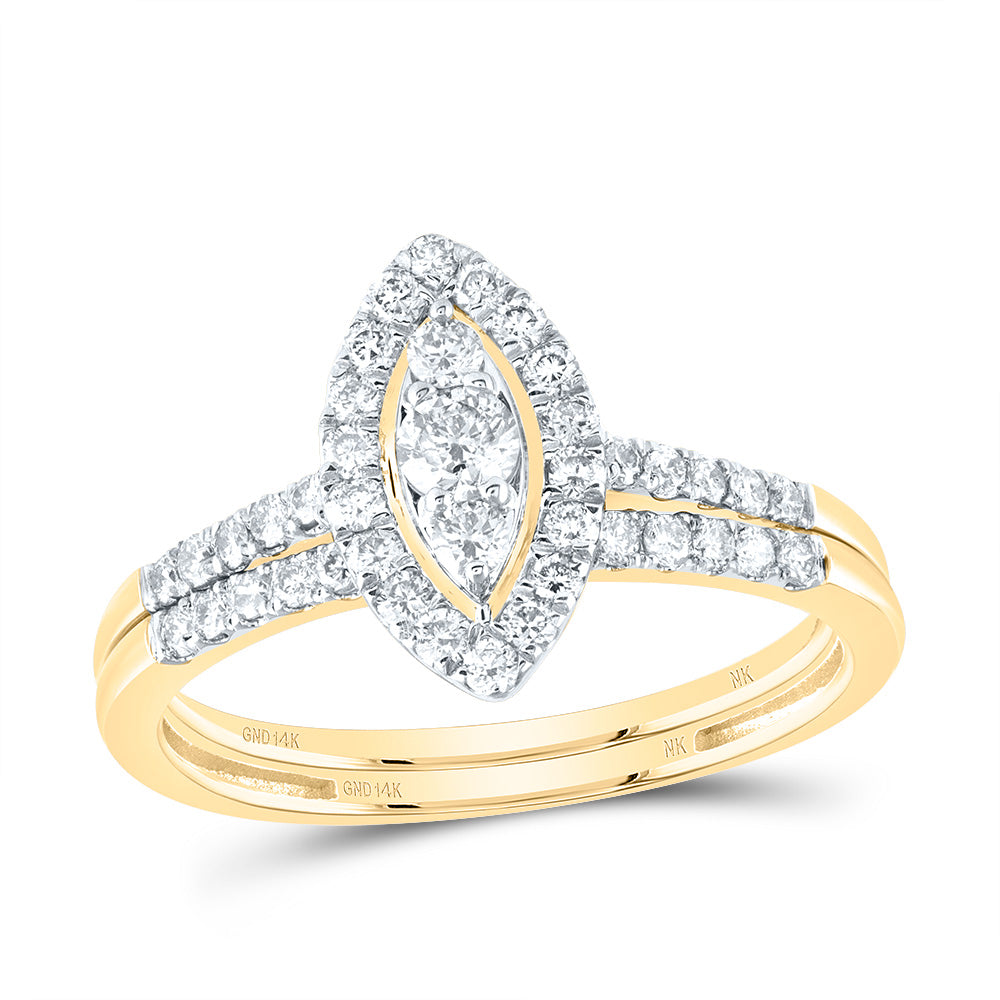 5/8Ctw-Nat Diamond Marquise Single Halo Bridal Set (2.46 grams)