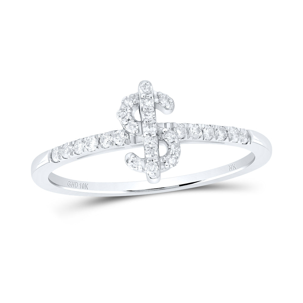 1/5Ctw-Nat Dia Nk Gift Dollar Sign Ring (1.55 grams)