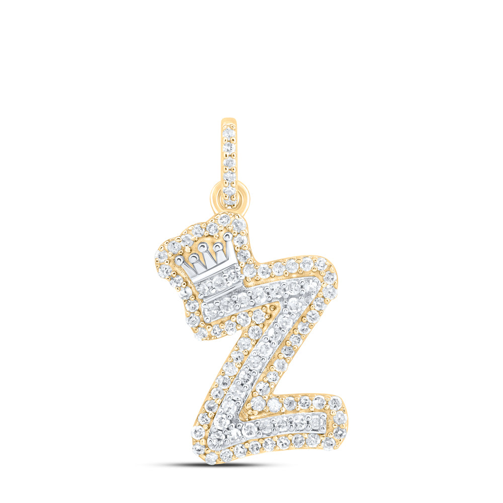 10Kt Gold 1/3Ctw-Dia P1 Gift Initial Z" Crown Pendant"