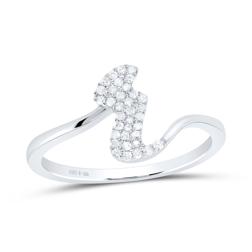 1/8Ctw-Nat Dia P1 Gift Initial "R" Ladies  Ring (1.64 grams)