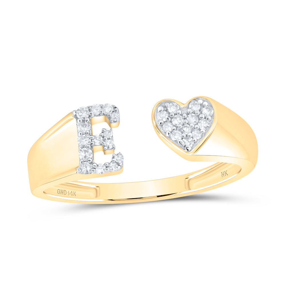 1/10Ctw-Nat Dia Nk Gift Initial "E" Ladies Heart Ring (1.77 grams)