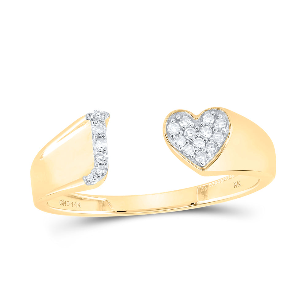 1/12Ctw-Nat Dia Nk Gift Initial "J" Ladies Heart Ring (1.62 grams)