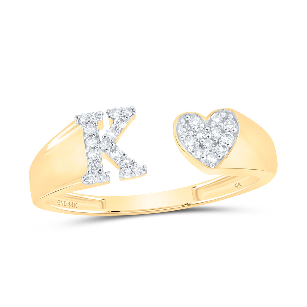 1/8Ctw-Nat Dia Nk Gift Initial "K" Ladies Heart Ring (1.84 grams)
