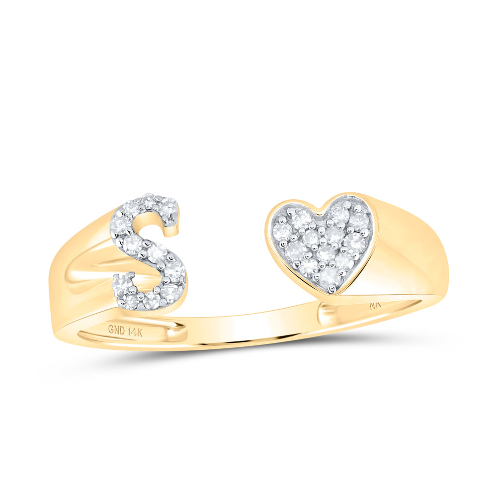 1/10Ctw-Nat Dia Nk Gift Initial "S" Ladies Heart Ring (1.55 grams)