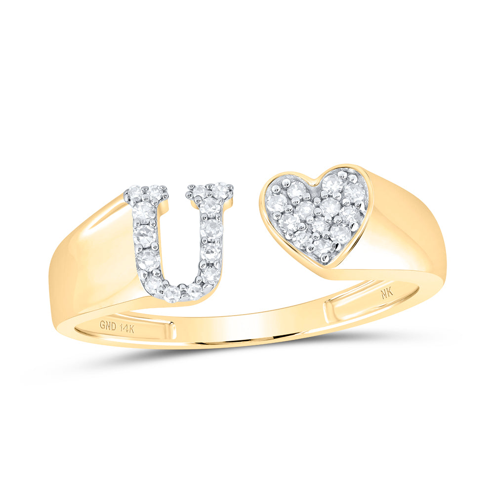 1/8Ctw-Nat Dia Nk Gift Initial "U" Ladies Heart Ring (1.82 grams)