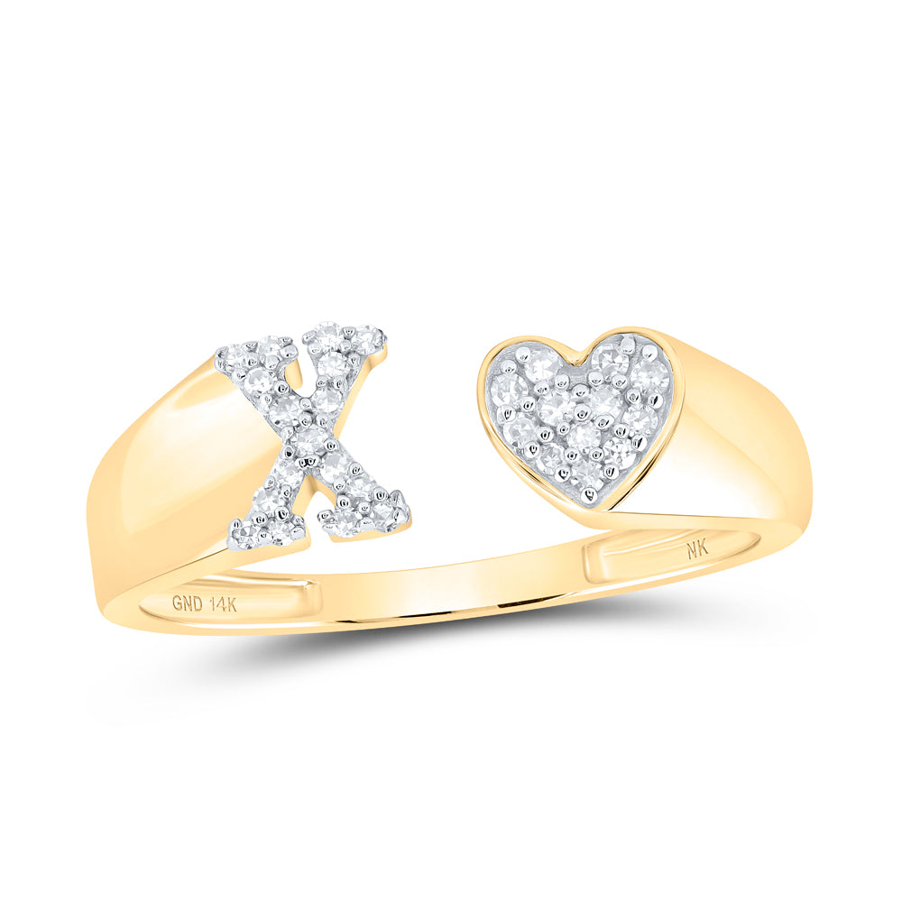 1/8Ctw-Nat Dia Gift Nk Initial "X" Ladies Heart Ring (1.83 grams)