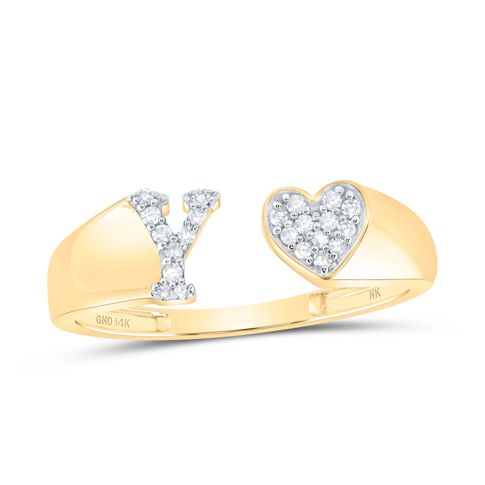 1/10Ctw-Nat Dia Nk Gift Initial "Y" Ladies Heart Ring (1.55 grams)