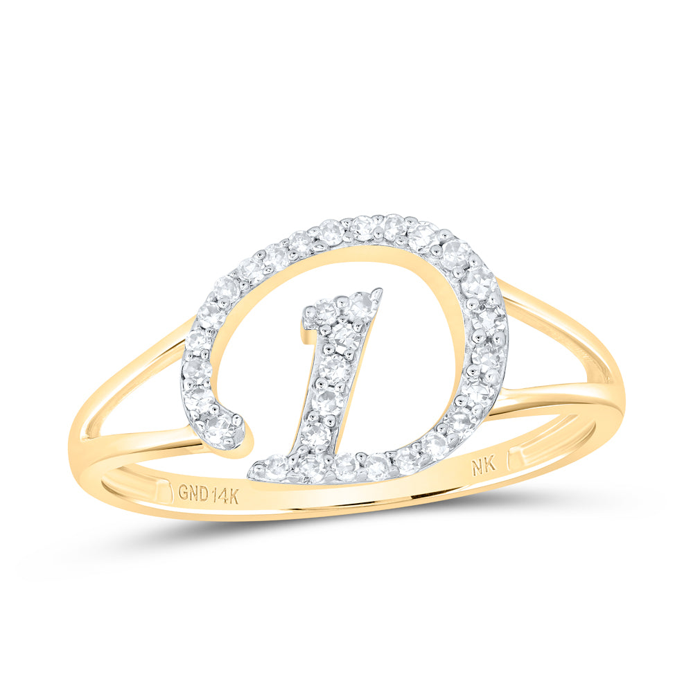 1/6Ctw-Nat Dia Nk Gift Initial "D" Ladies Ring (1.61 grams)