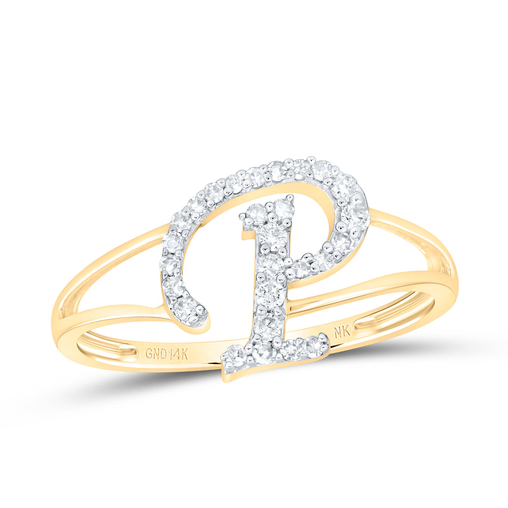 1/5Ctw-Nat Dia Nk Gift Initial "P" Ladies Ring (1.44 grams)