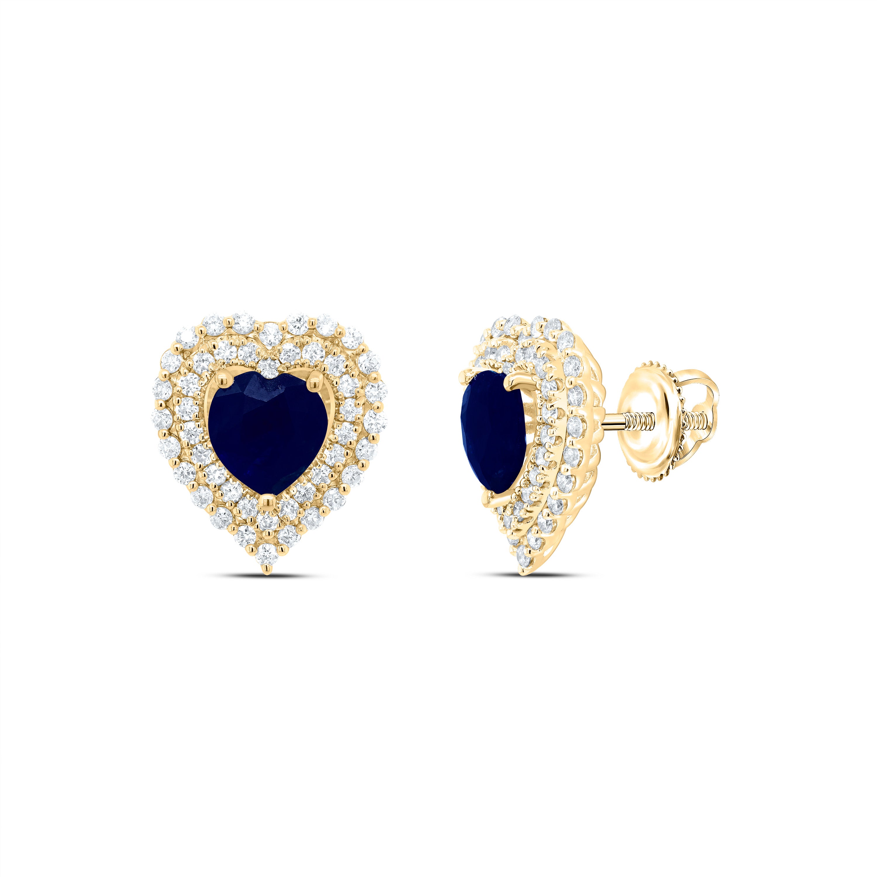 14Kt Gold 5/8Ctw-Dia Ana M 6X6Mm Heart-Bs Nat Gem Earring