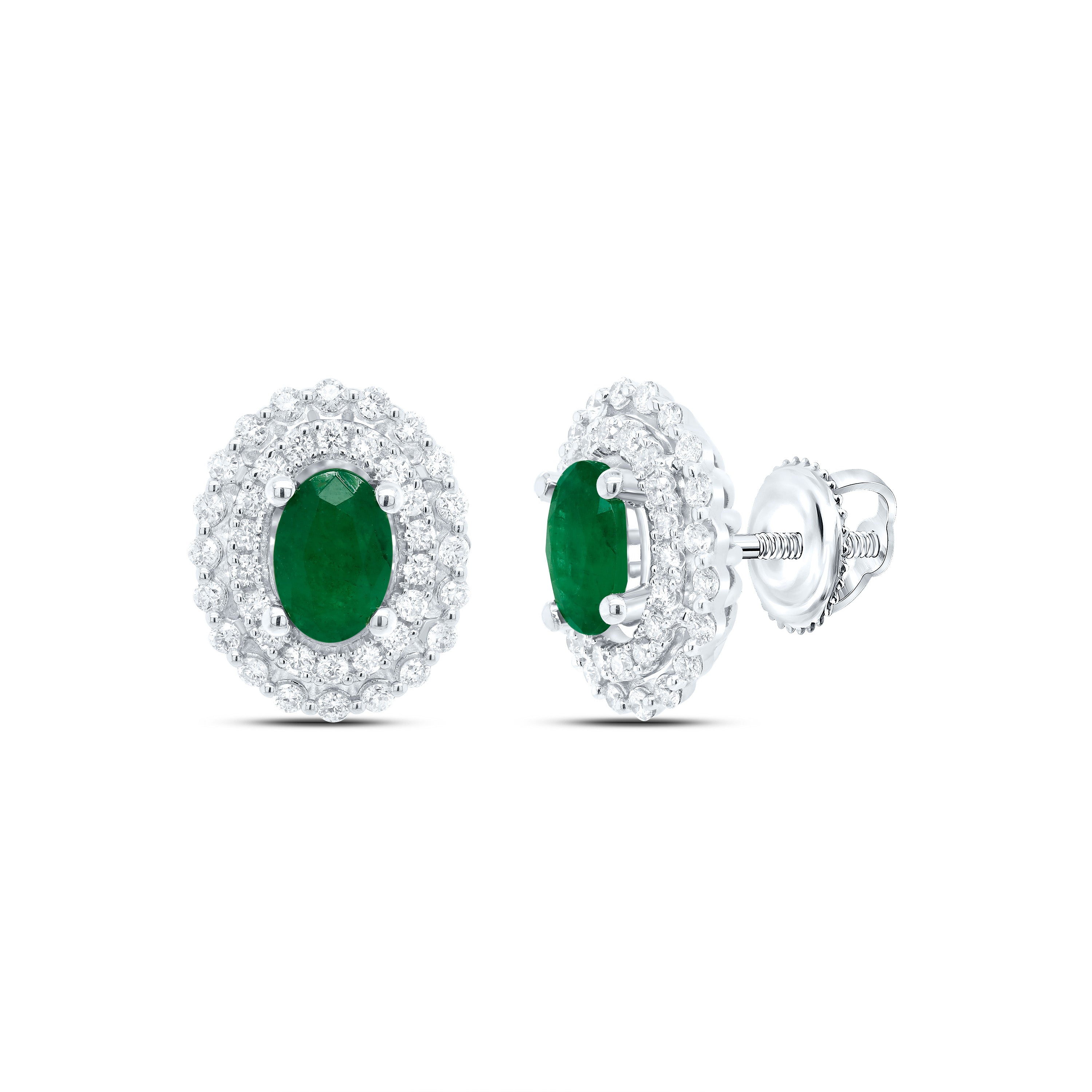 14Kt Gold 1/2Ctw-Diamond Ana M 6X4Mm Ov-Em Nat Gem Earring