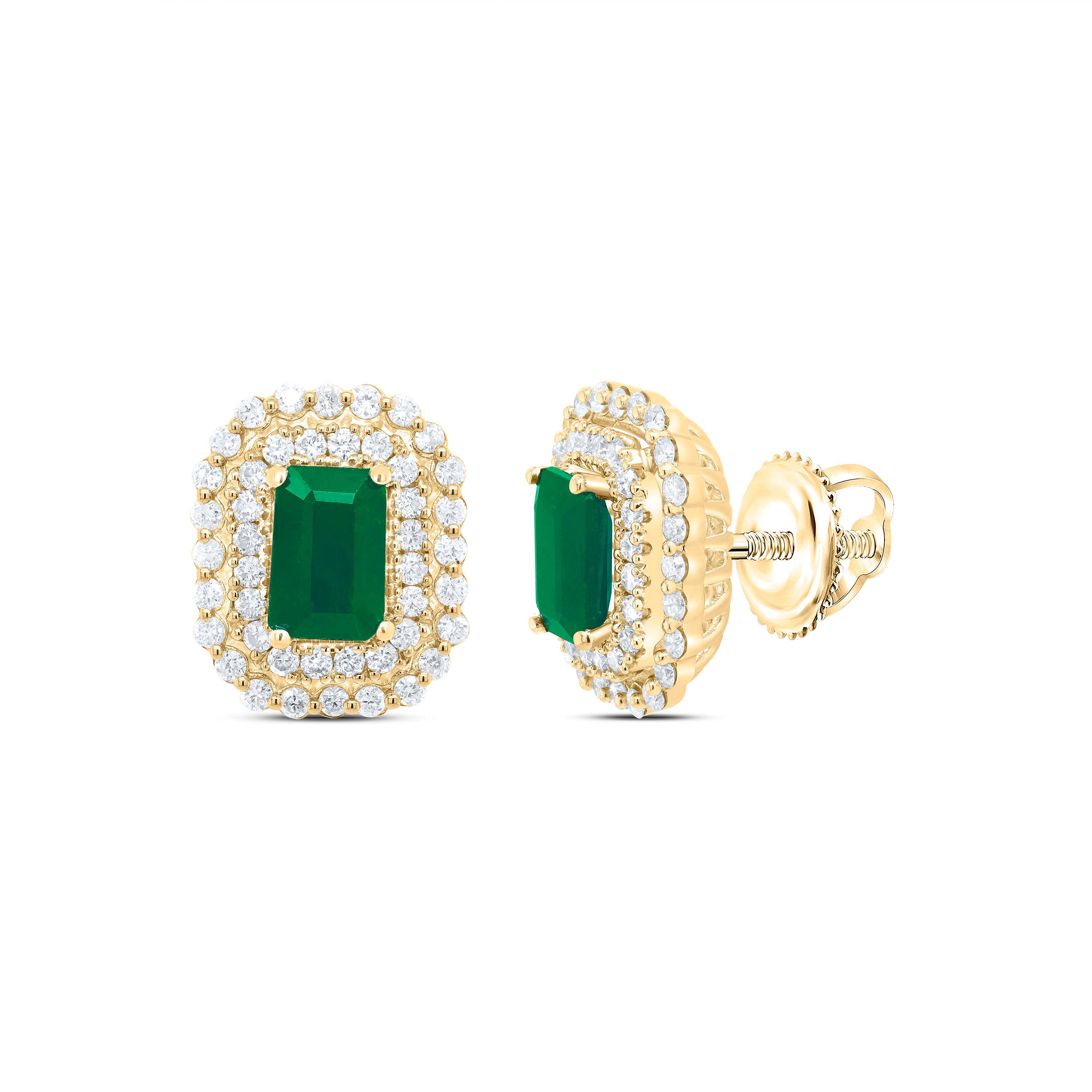 14Kt Gold 1/2Ctw-Diamond Ana M 6X4Mm Em-Em Nat Gem Earring